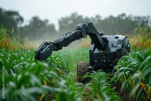 Robotic technology in agriculture working in fields photo
