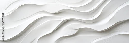 White abstract wavy wall art.  Modern minimalist design. Elegant 3D texture. AI generated