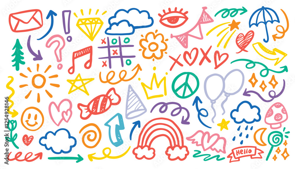 Hand drawn kid icon sketch funny cute element Hand drawn kid icon sketch funny cute element