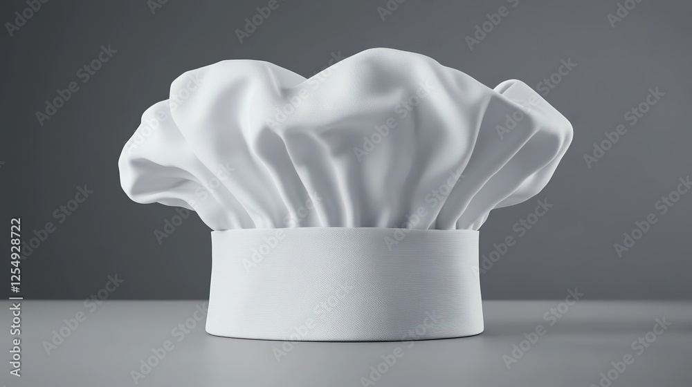 Professional Chef Hat Mockup with No Gravity in White Color. Cooker Uniform Concept Professional Chef Hat Mockup with No Gravity in White Color. Cooker Uniform Concept
