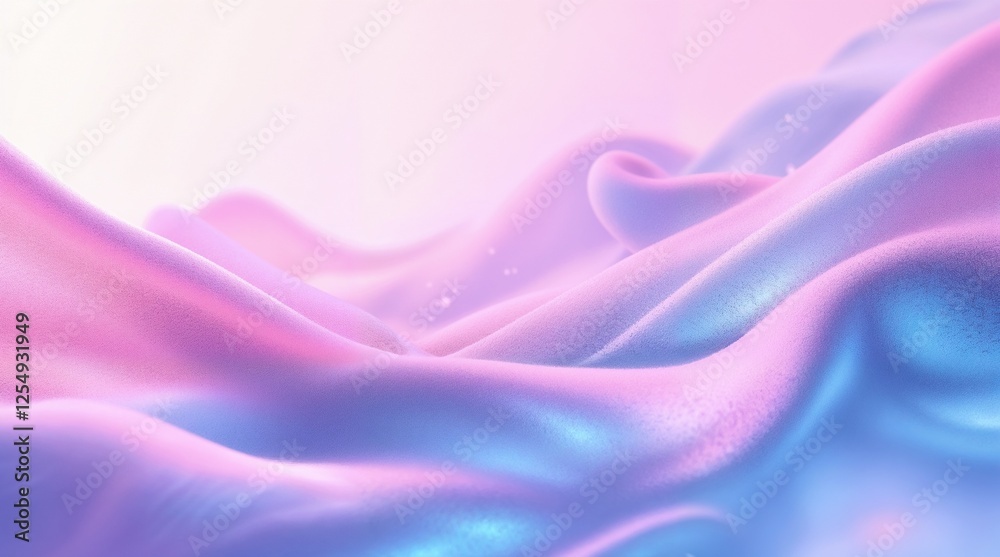 Obraz premium Soft colorful fabric waves in pink and blue tones with copy space