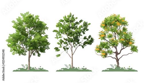 Vector illustration Ecology trees woods set collections, nature, sustainable, green forests, transparent backgrounds, eco-friendly, environmental protection, woodland habitat