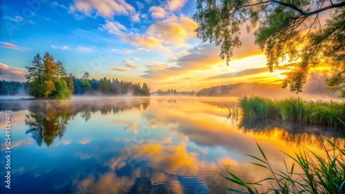 Wallpaper Mural Tranquil Sunrise Reflections on Serene Lake with Colorful Sky Torontodigital.ca