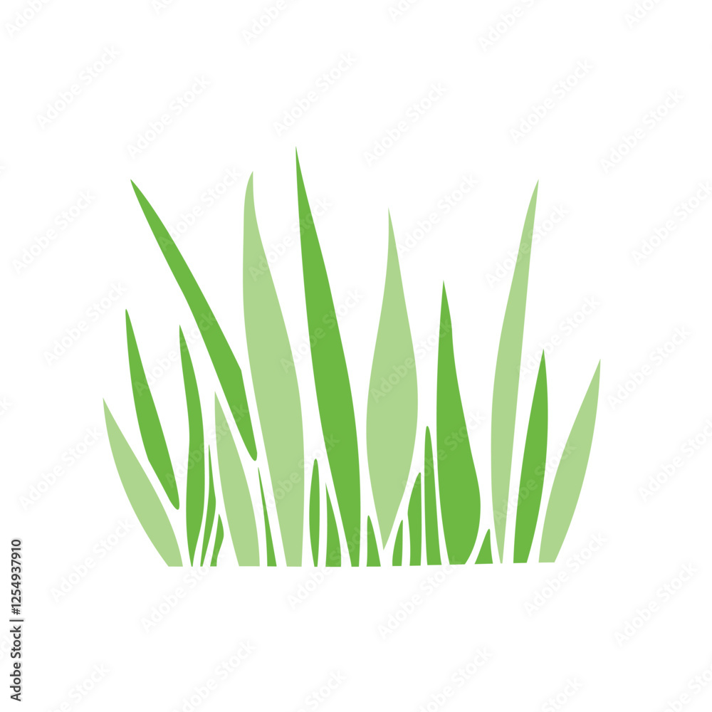 Fototapeta premium A bunch of green grass. Hand drawn color vector illustration, clip art in flat style, isolated. Nature theme.