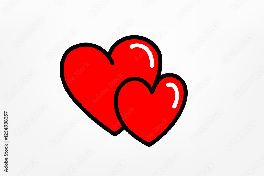 two loving hearts. Love concept. Vector doodle illustration two loving hearts. Love concept. Vector doodle illustration
