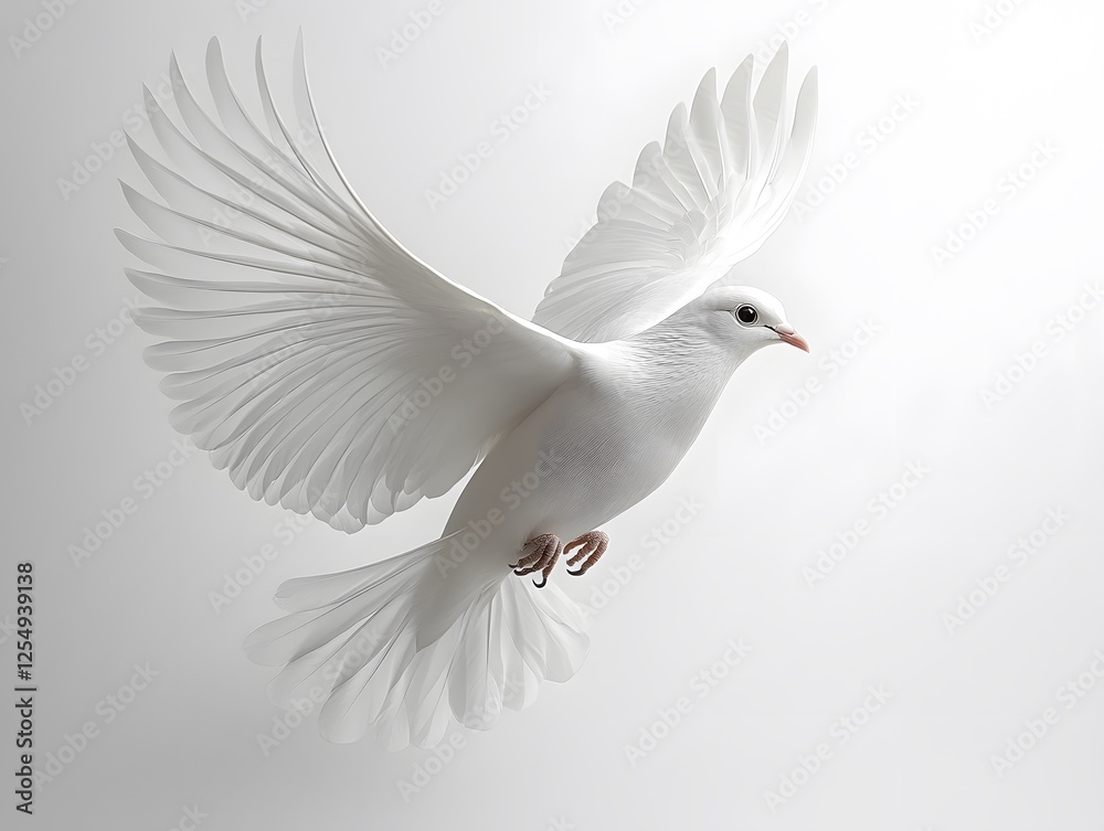 white dove spreads its graceful wings in flight, symbolizing peace and purity, freedom on a white background white dove spreads its graceful wings in flight, symbolizing peace and purity, freedom on a white background