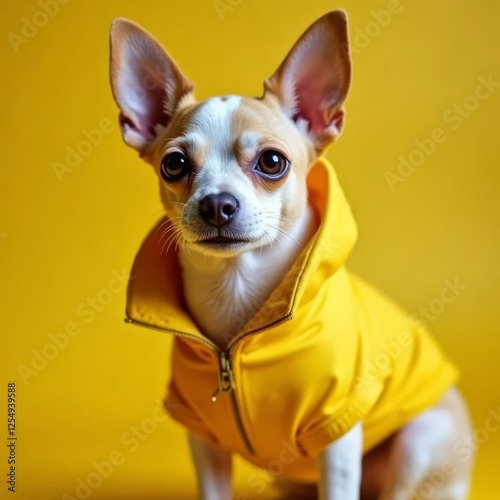 Adorable Dog in Yellow Hoodie Generative AI
