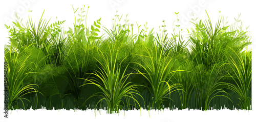 Green grass field meadow, vector illustration, transparent PNG file, cut out shape, nature, eco, spring, summer, landscape, fresh, countryside, outdoor, isolated, environment, template, lawn