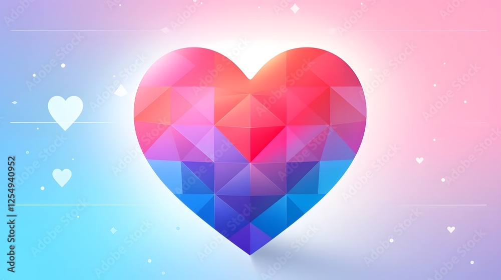 Minimalist abstract heart icon design featuring soft pastel colors and subtle geometric shapes creating a modern elegant and soothing visual composition