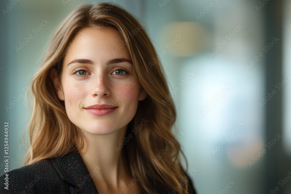 Confident Young Caucasian Female Professional Smiling Indoors Confident Young Caucasian Female Professional Smiling Indoors