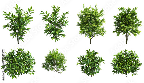 Greenery shrubs plants 3d render cut out shapes png backgrounds, nature, foliage, landscape, plants design, environmental texture, botanical, fresh, natural decor