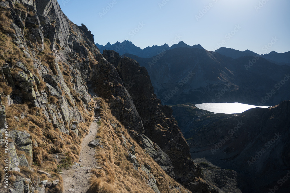 High mountain hiking trail in the High Tatras, Orla Perć.