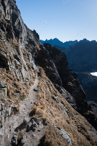 Obraz na płótnie High mountain hiking trail in the High Tatras, Orla Perć.
w salonie