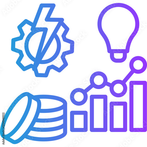 Energy Costs line gradient icon