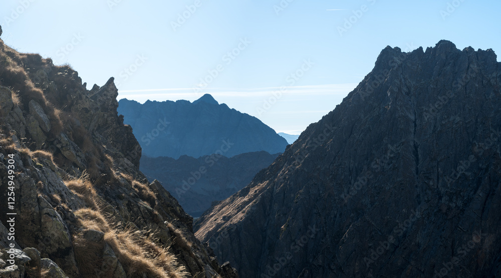 Mountain landscape of the High Tatras, Poland, Orla Perć.