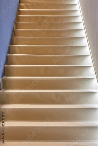 Fabric covered staircase detail. Geometric indoor. Construction industry