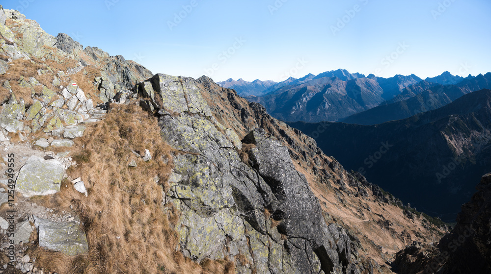 High mountain hiking trail in the High Tatras, Orla Perć.
High mountain hiking trail in the High Tatras, Orla Perć.