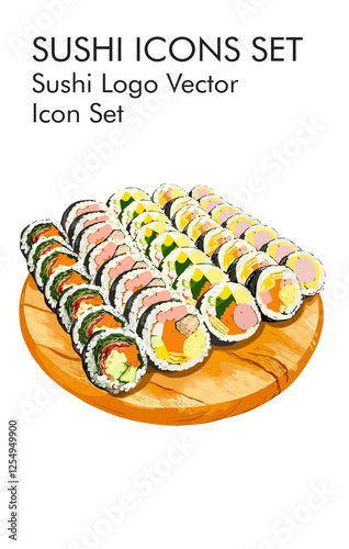 Sushi logo vector icon set