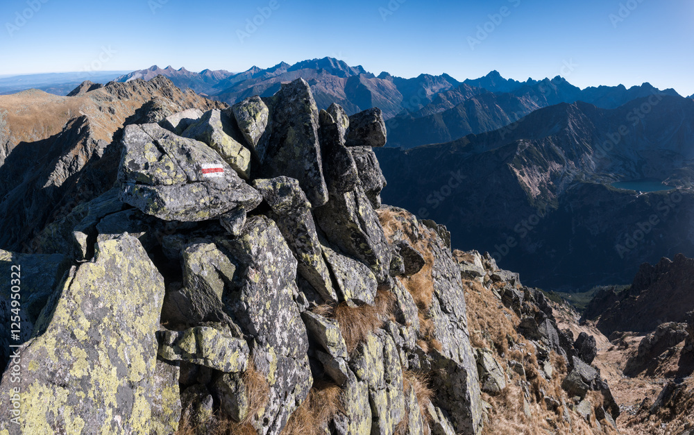 High mountain hiking trail in the High Tatras, Orla Perć.