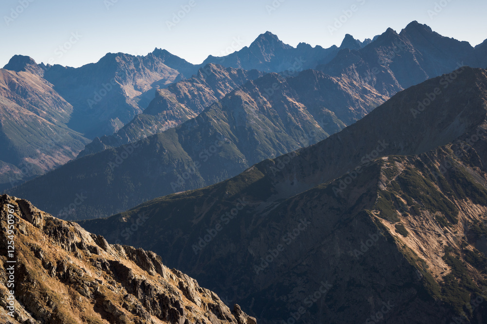 Mountain landscape of the High Tatras, Poland, Orla Perć.