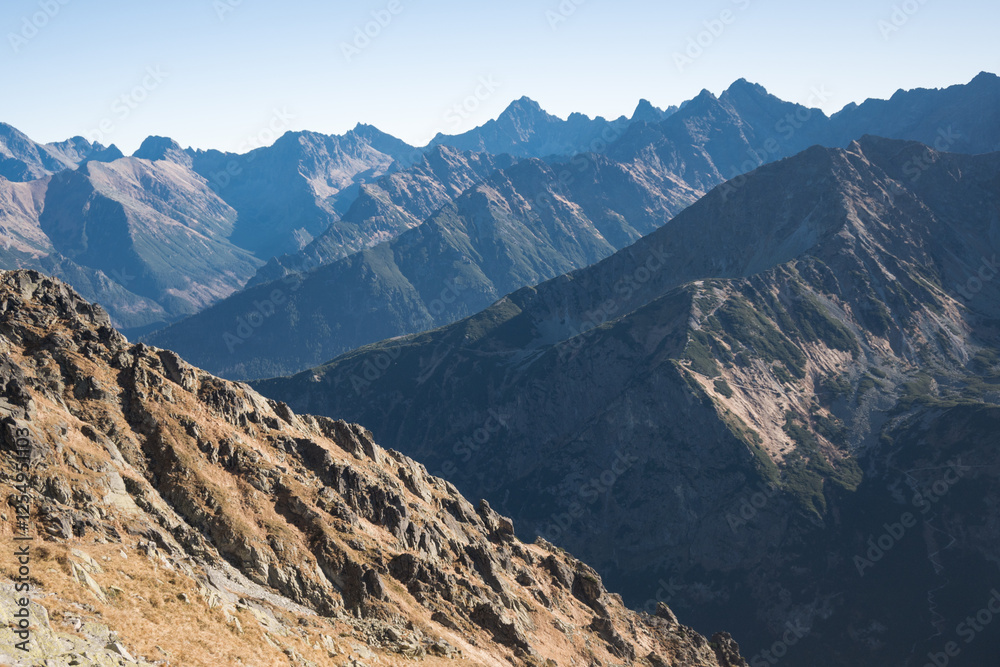 Mountain landscape of the High Tatras, Poland, Orla Perć.