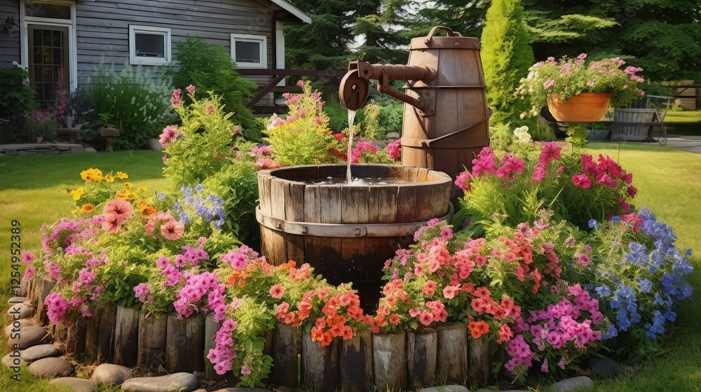 Obraz premium bucket water fountain yard