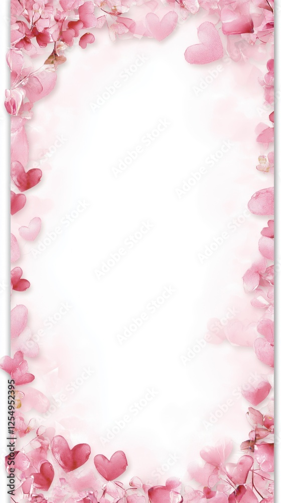 Obraz premium Pink Heart Watercolor Oval Frame