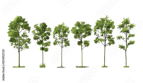 Eco tall trees growth vector illustration isolated on transparent backgrounds png, green nature, forest, woodland, conservation, foliage, plant, landscape, sustainability