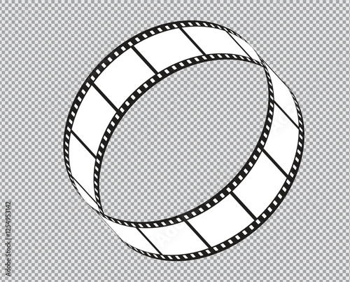 Cinema Film strips reel templates. Retro film strip frame element isolated on transparent background. Video or movie film vintage analog cinema, photograph camera. Abstract vector illustration
