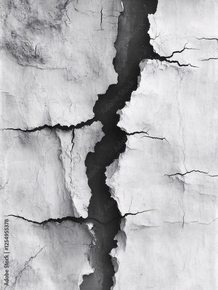 Obraz premium Dramatic Monochrome Abstract of a Deep Crack in Dry Earth Revealing Dark Soil Texture