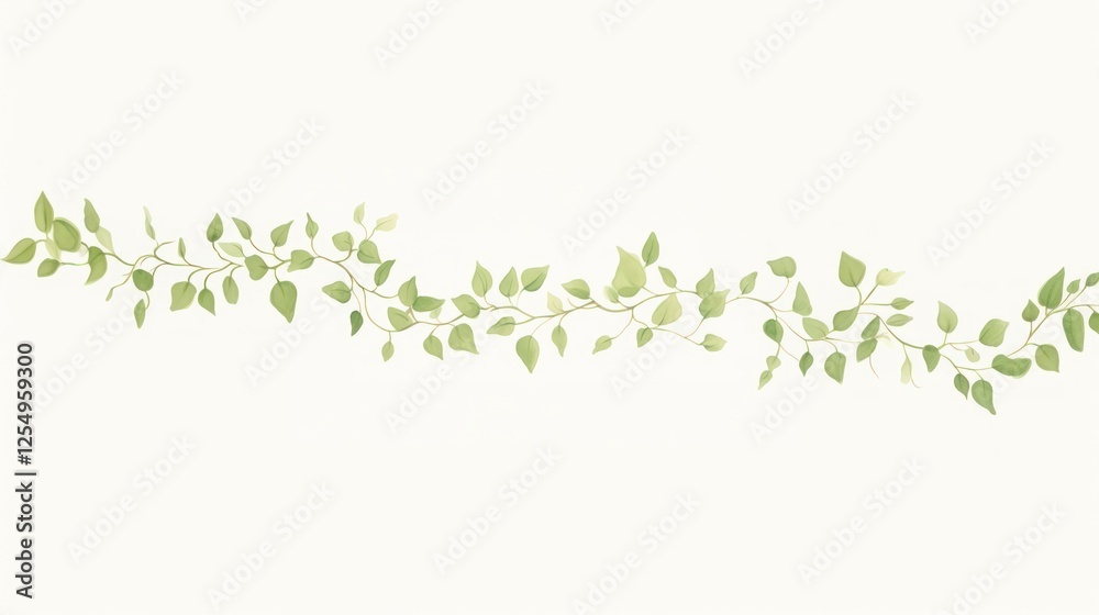 Fototapeta premium Green vine as line watercolour illustration backgrounds pattern plant.