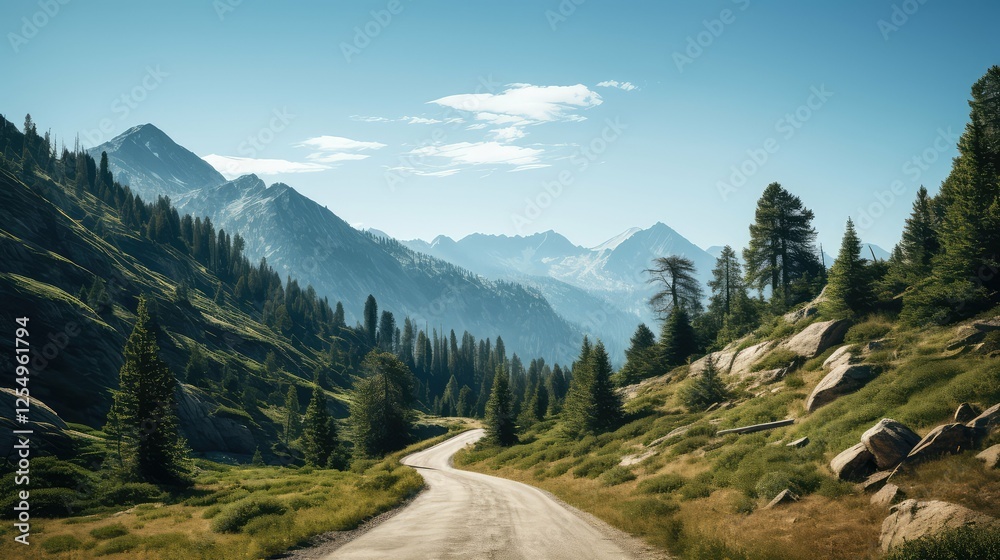 Fototapeta premium mountain pine trees and mountains