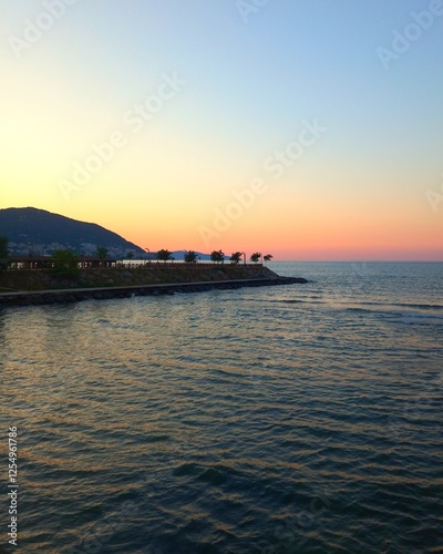 Sunset view Black Sea coast 