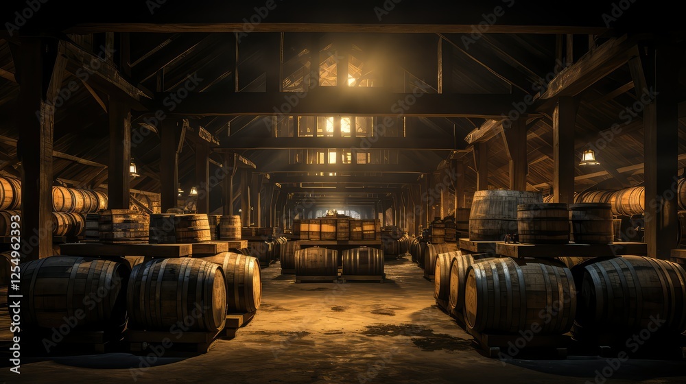 Fototapeta premium barrels beer warehouse