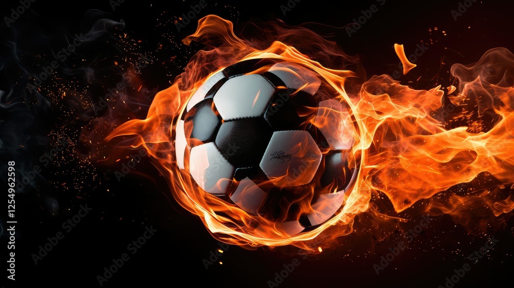 Fototapeta premium close soccer ball fire
