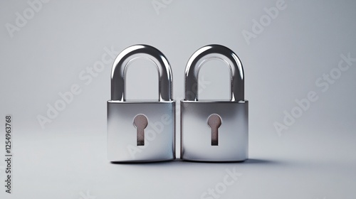 Two metallic padlocks symbolizing security and data protection photo