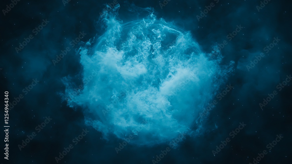 Fototapeta premium Ethereal Celestial Nebula Formation Illuminated in a Cosmic Dance of Blue Light and Space Dust