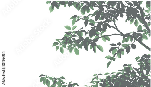 Wallpaper Mural Nature vector illustration, tree leaves shadow, sun light shade, cut out backgrounds, outdoor scenery, green design, foliage patterns, natural light, serene environment Torontodigital.ca