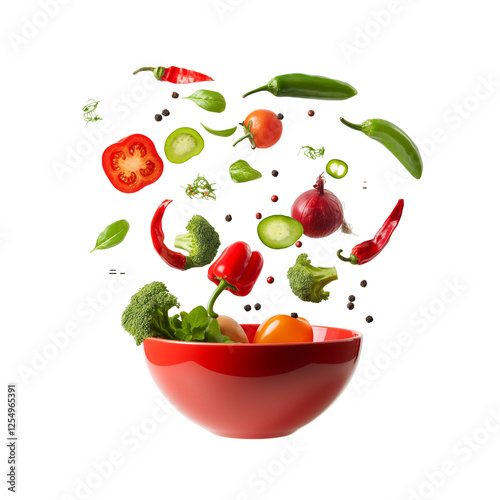 Wallpaper Mural flying fresh vegetable salad isolated on transparent white background, clipping path Torontodigital.ca