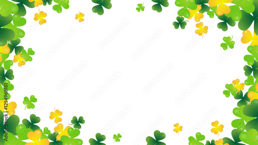 Green clover and gold coins background for St. Patrick's Day. Ornament of clover leaves and gold coins that bring good luck and happiness. Transparent background. Green clover and gold coins background for St. Patrick's Day. Ornament of clover leaves and gold coins that bring good luck and happiness. Transparent background.