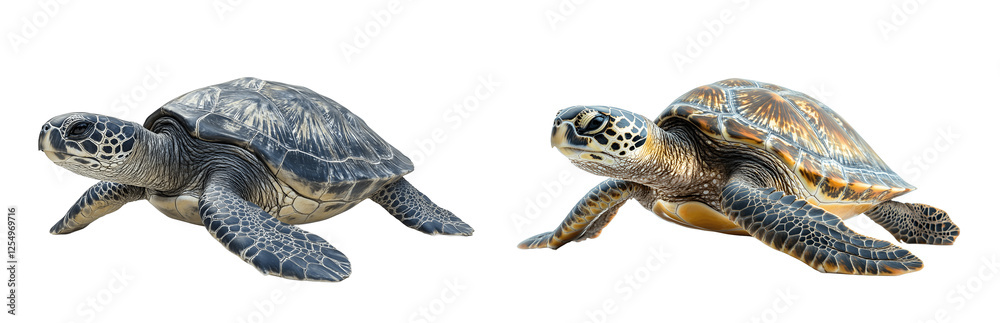 Fototapeta premium Two Sea Turtles On Transparent background
