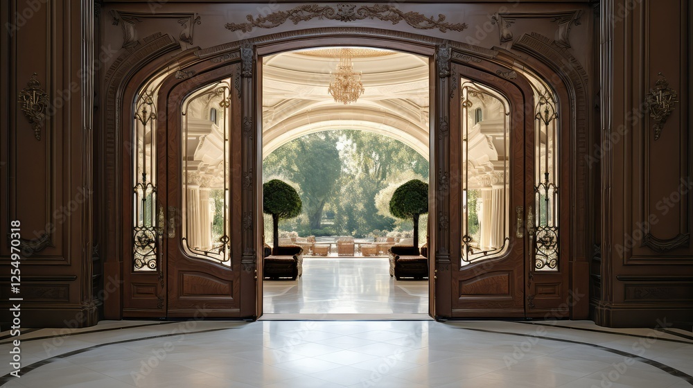 Fototapeta premium mahogany wide open doors