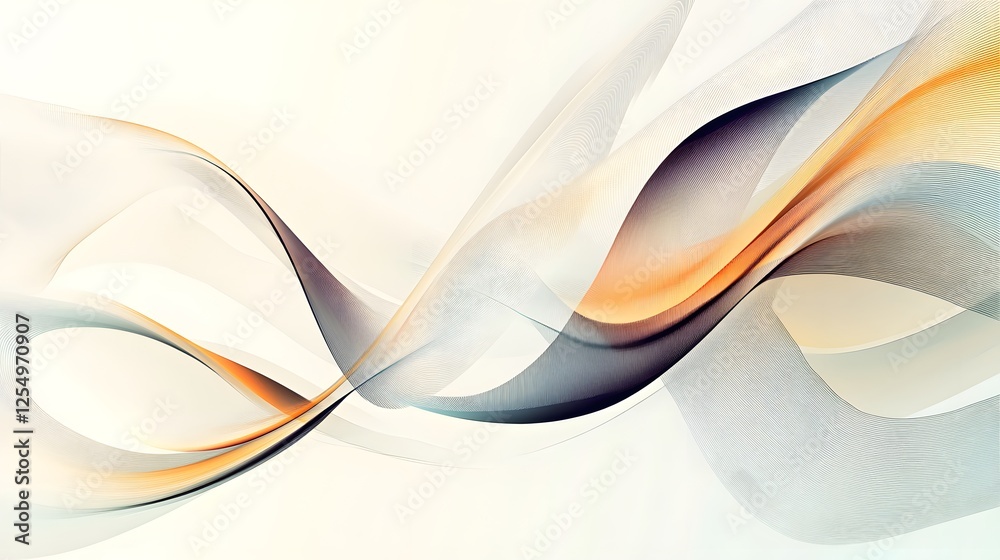 Naklejka premium Abstract waves in neutral tones flowing across a white canvas