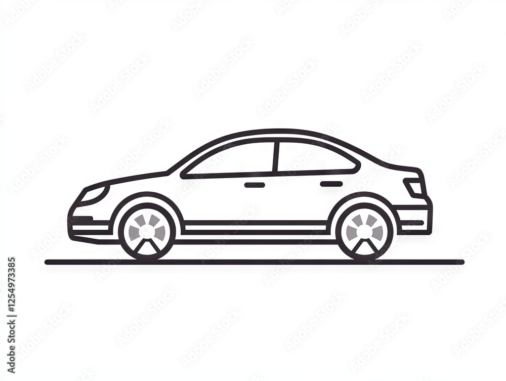 vector illustration, line Icon of a car on a white background vector illustration, line Icon of a car on a white background