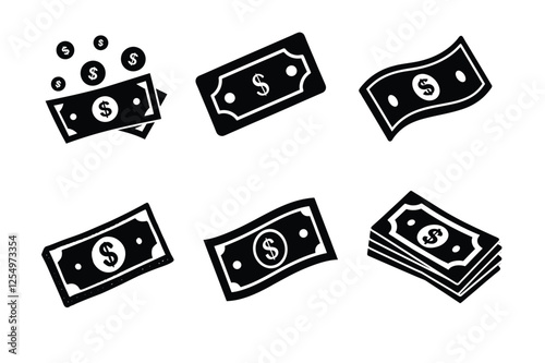 Bank Note icon set. Dollar money vector symbol. Paper money dollar icon vector illustration isolated. Money cash vector design