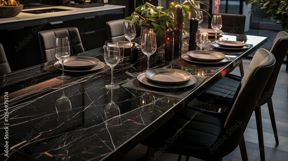 Fototapeta premium center black marble table