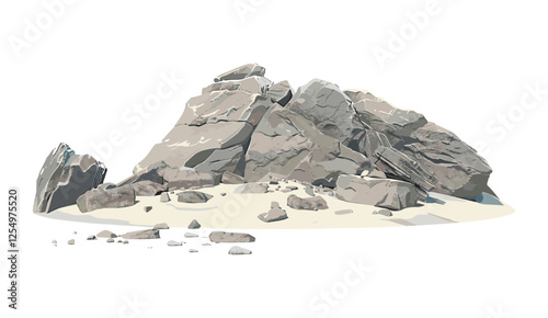 Wallpaper Mural Beach stones, cutout backgrounds, vector art, rock formations, seaside scene, coastal texture, outdoor nature, sand and rocks, ocean shore, stone texture, natural beach Torontodigital.ca
