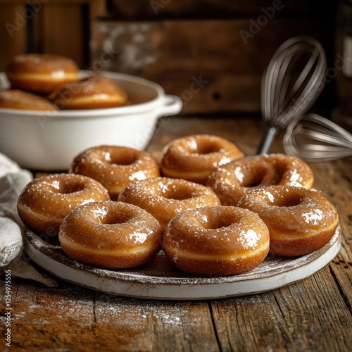 bagels on wooden table