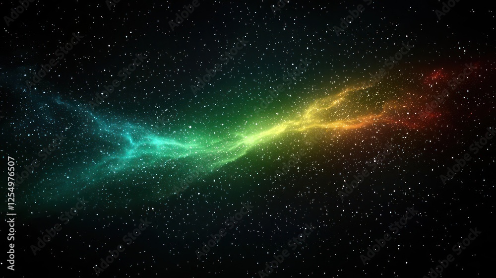 Cosmic Nebula with Vibrant Green And Orange Hues Cosmic Nebula with Vibrant Green And Orange Hues