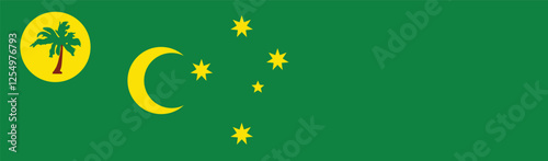 Cocos (Keeling) Islands flag long banner digital vector illustration